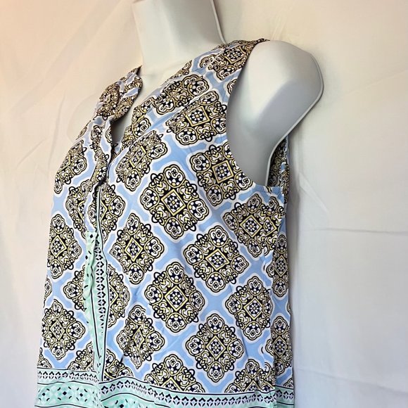 Crown & Ivy PS Sleeveless pale green and blue rayon shifty top - Picture 4 of 8